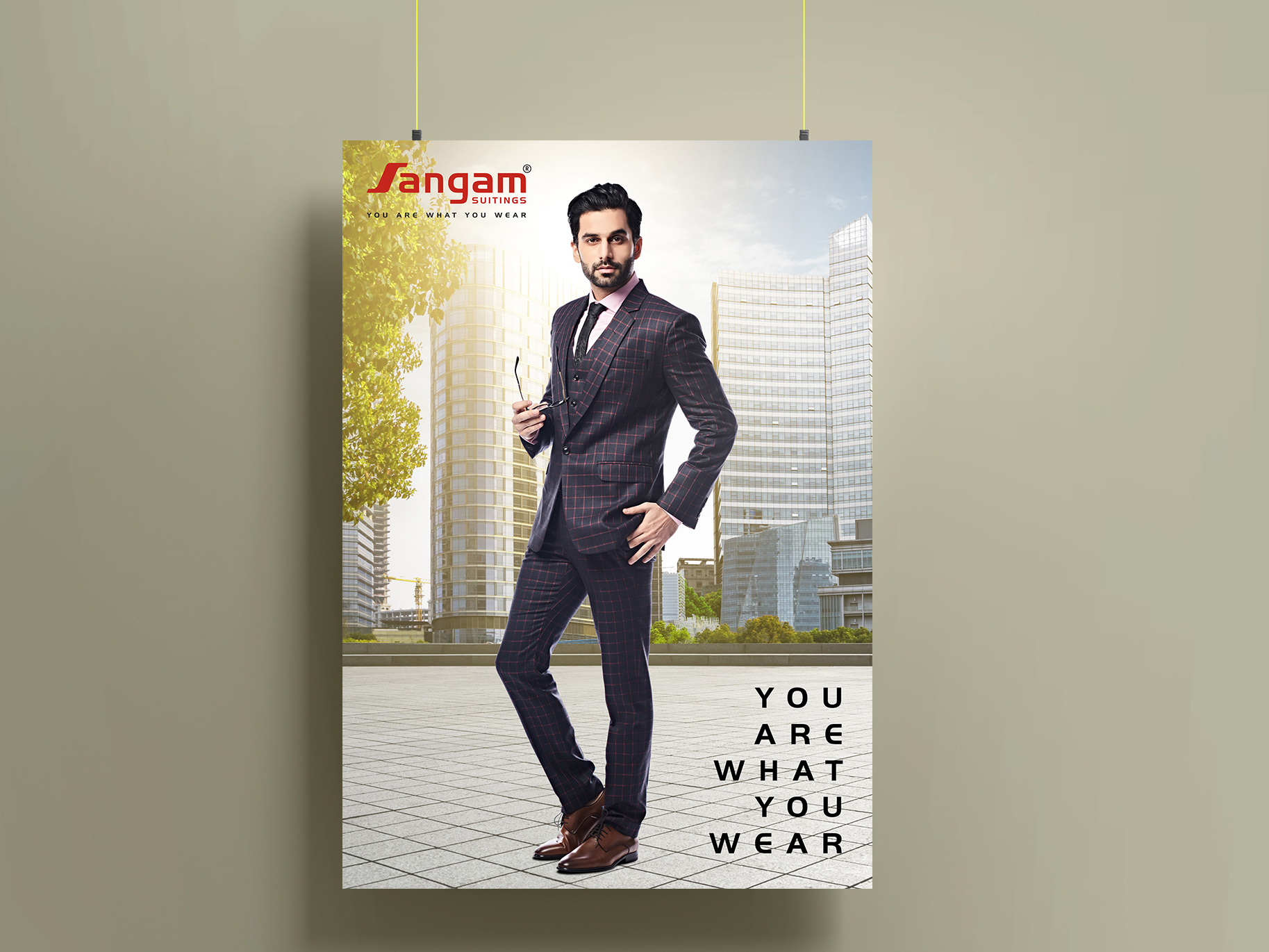 Advertisement for Sangam Suitings